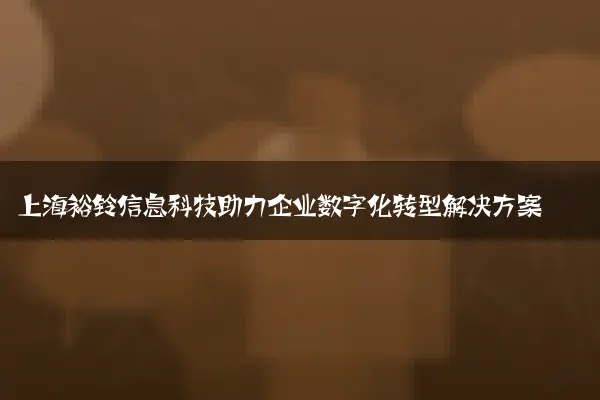 上海裕铃信息科技助力企业数字化转型解决方案
