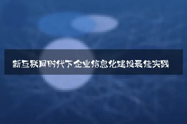 新互联网时代下企业信息化建设最佳实践