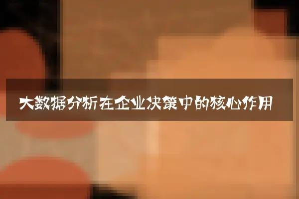 大数据分析在企业决策中的核心作用