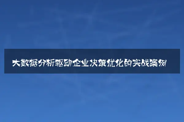 大数据分析驱动企业决策优化的实战案例