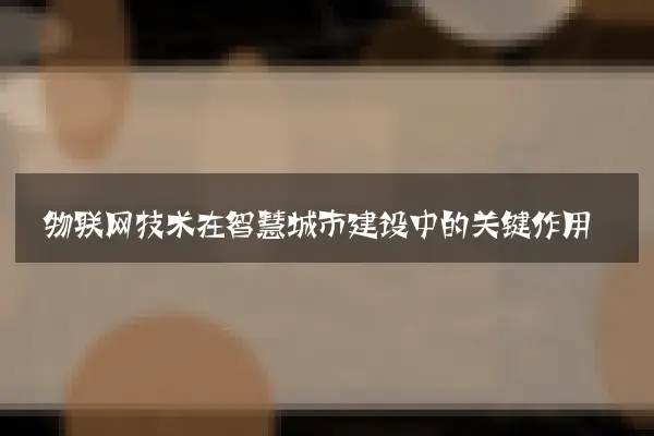 物联网技术在智慧城市建设中的关键作用