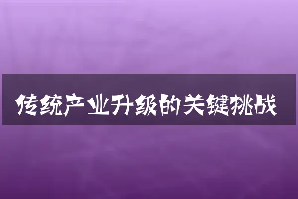 传统产业升级的关键挑战