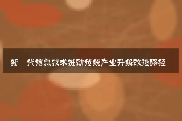 新一代信息技术推动传统产业升级改造路径