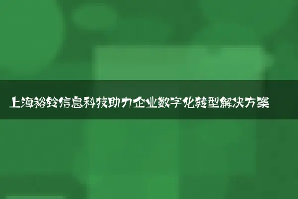 上海裕铃信息科技助力企业数字化转型解决方案