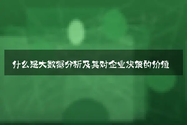 什么是大数据分析及其对企业决策的价值