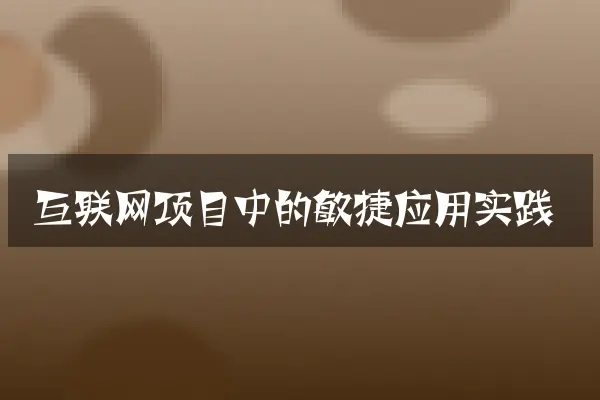 互联网项目中的敏捷应用实践