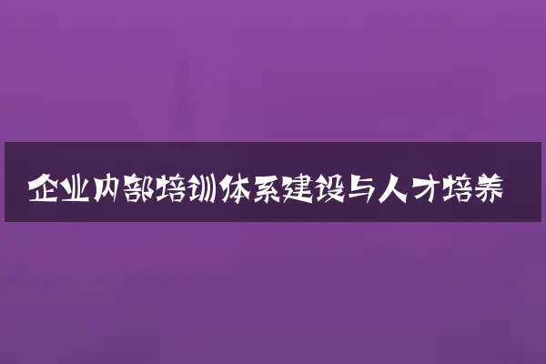 企业内部培训体系建设与人才培养