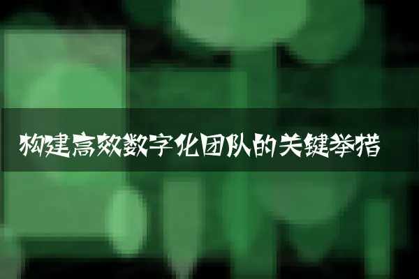 构建高效数字化团队的关键举措